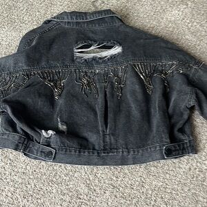 Cavender’s Blue B Women’s sparkle fringe denim jacket size S/M